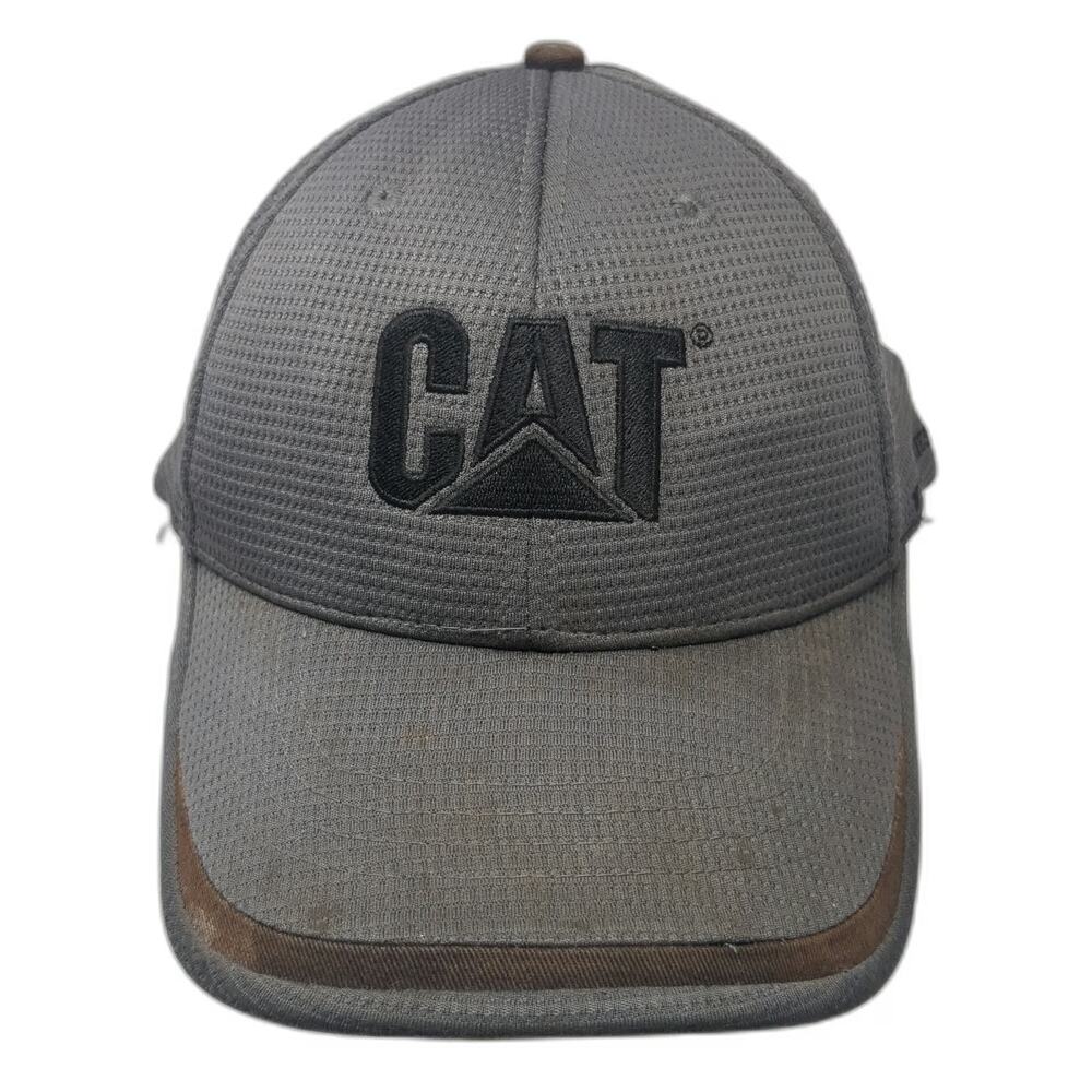 CAT Baseball Cap Gray L Bulldozer Western Equipment Stretch Fit Textured Hat